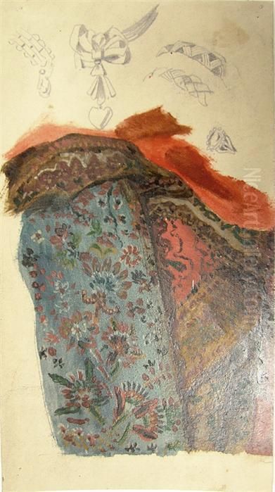 Skizzenblatt Mit Der Olstudie Oil Painting by Adolph von Menzel