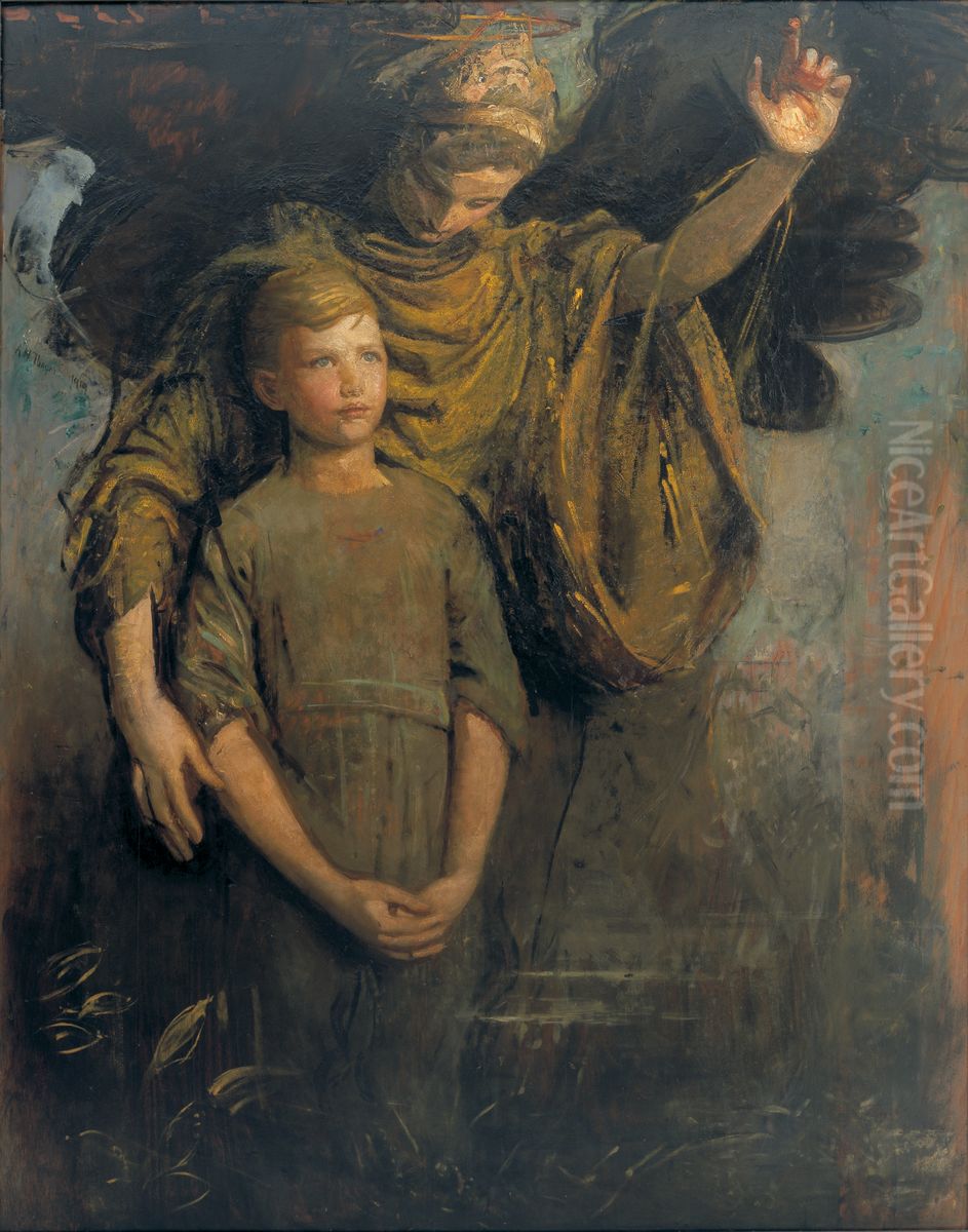 Boy and Angel Oil Painting by Abbott Handerson Thayer