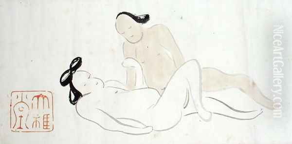 A Shunga 11 Oil Painting by Ike no Taiga