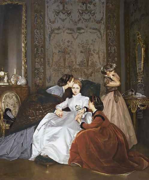 La Fiancée Hésitante (The Hesitant Betrothed) Oil Painting by Toulmouche Auguste