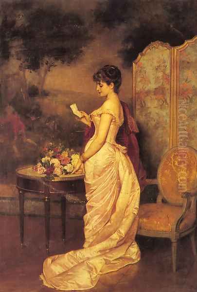 The Love Letter Oil Painting by Toulmouche Auguste