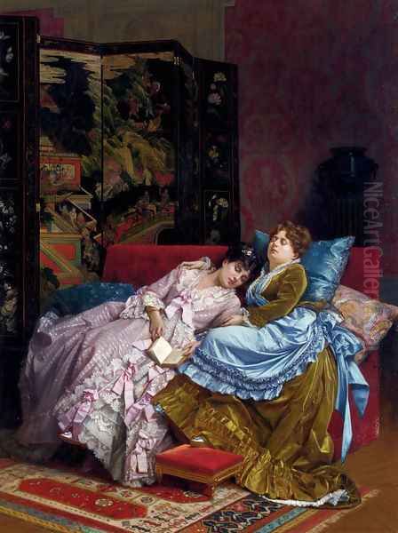 An Afternoon Idyll Oil Painting by Toulmouche Auguste