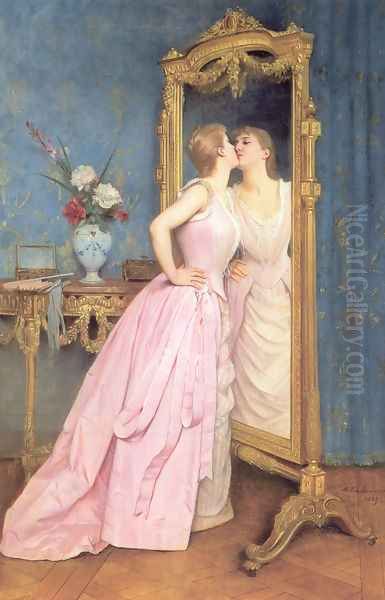 Vanity Oil Painting by Toulmouche Auguste