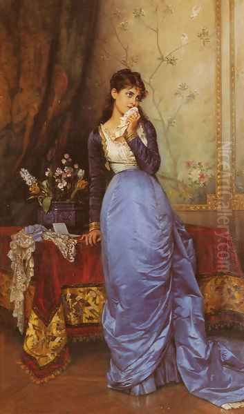 The Letter Oil Painting by Toulmouche Auguste