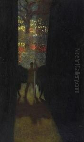 Das Verlorene Paradies. Um
 1890 Oil Painting by Franz von Stuck