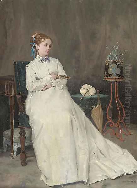 Contemplation Oil Painting by Toulmouche Auguste