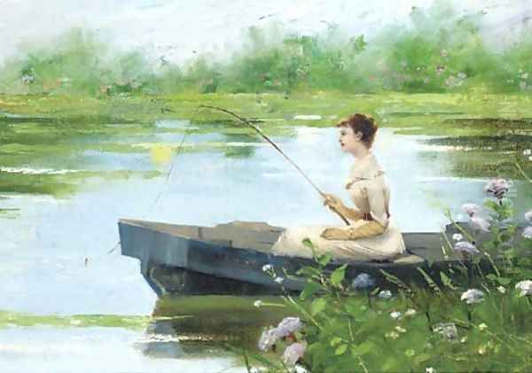 A tranquil afternoon Oil Painting by Toulmouche Auguste