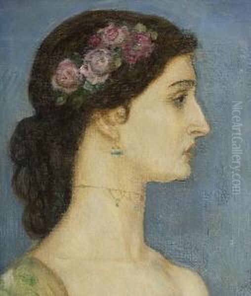Weibliches Portrat
 (saharet). Oil Painting by Franz von Stuck