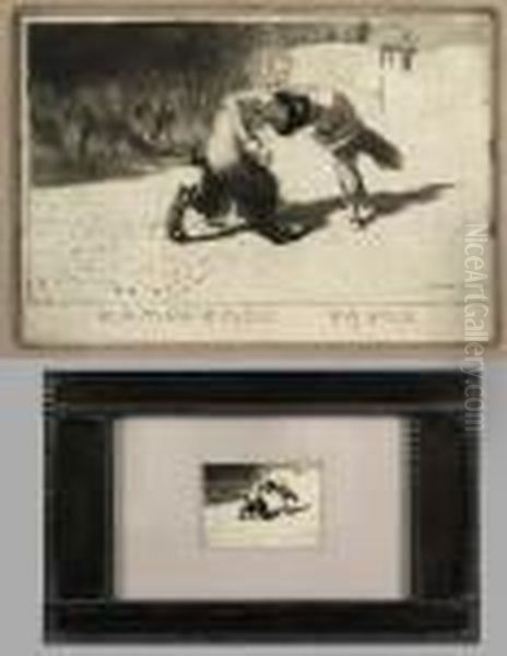 Kampfende Faune Oil Painting by Franz von Stuck