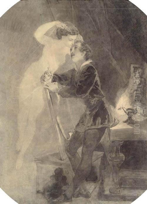 Painter And Model. Oil Painting by Mihaly von Zichy