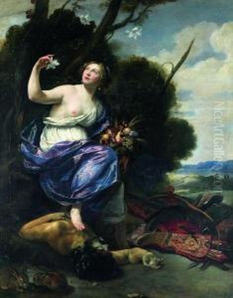 < Allegorie De La Paix Et De L'abondance >. Oil Painting by Aubin Vouet
