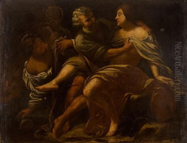 Loth E Le Figlie Oil Painting by Aubin Vouet