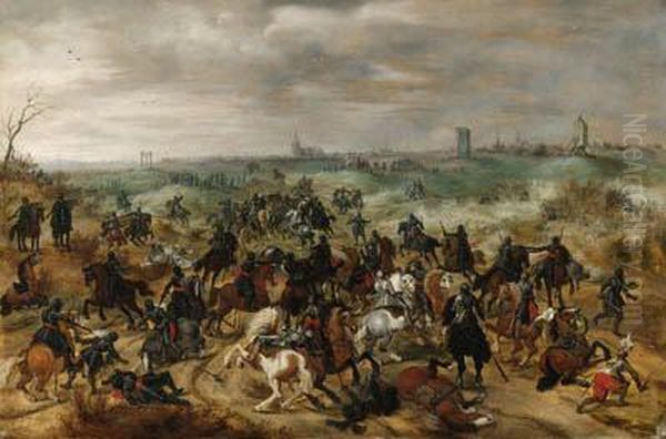 The Battle Between Officers 
Braut And Gerard Abrahamsz., Calledlekkerbeetje, At Vught, 5 February 
1600 Oil Painting by Sebastien Vrancx