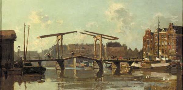 De Magere Brug, Amsterdam Oil Painting by Cornelis Vreedenburgh