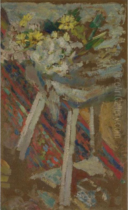 Flowers On A Stool Oil Painting by Jean-Edouard Vuillard