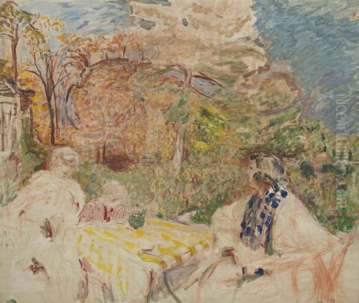 Femmes Et Enfant Au Clos Cezanne Oil Painting by Jean-Edouard Vuillard