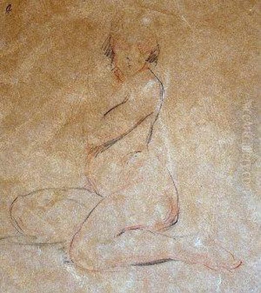 Seated Female Nude Oil Painting by Jean-Edouard Vuillard