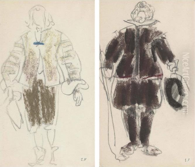 Deux Etudes De Costume Pour Des 
Personnages De La Coupe Enchantee Par Jean De La Fontaine: Anselme And 
Lelic Oil Painting by Jean-Edouard Vuillard