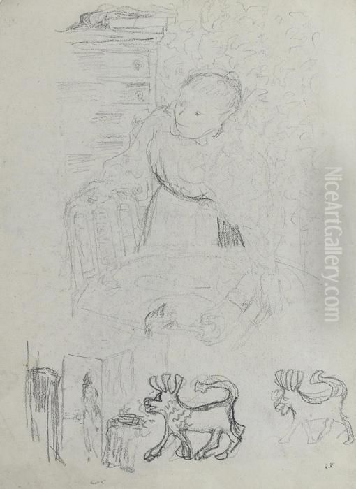 Jeune Femme Derriere La Table Oil Painting by Jean-Edouard Vuillard