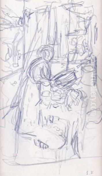 Scene D'interieur Oil Painting by Jean-Edouard Vuillard