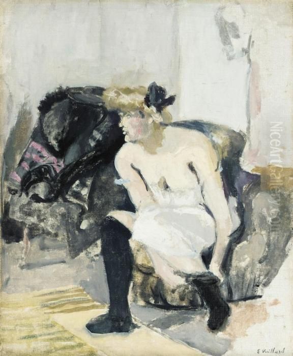 La Femme Au Bas Noirs Oil Painting by Jean-Edouard Vuillard