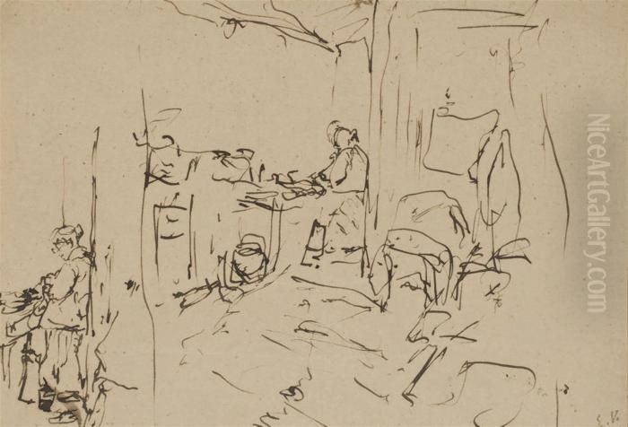 Scene D'interieur Oil Painting by Jean-Edouard Vuillard