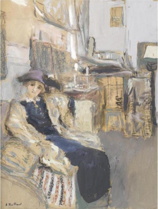 Le Modele Au Chapeau Violet Oil Painting by Jean-Edouard Vuillard