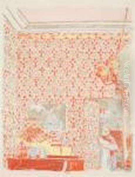 Interieur Aux Tentures Roses (roger-marx 36) Oil Painting by Jean-Edouard Vuillard