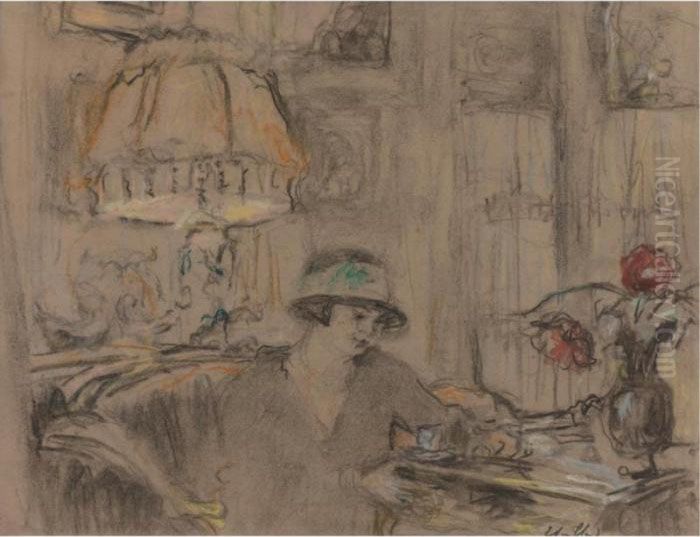 Fridette Faton A Table Oil Painting by Jean-Edouard Vuillard
