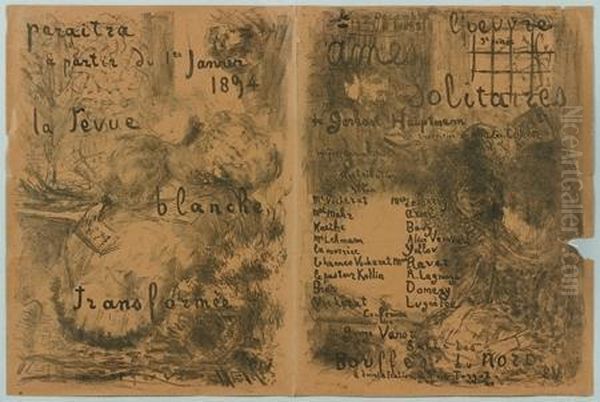 Lisez La Revue Blanche : Au 
Dessus Des Forces Humaines - La Revue Blanche : Transformees Ames 
Solitaires - Lisez La Revue Blanche : Trois Affiches Publicitaires Pour 
La Revue Blanche. Oil Painting by Jean-Edouard Vuillard