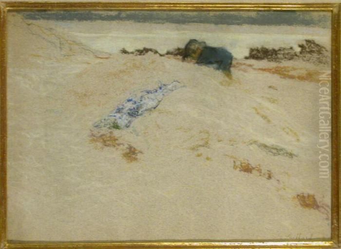 Boy Playing In Sand Dunes Oil Painting by Jean-Edouard Vuillard