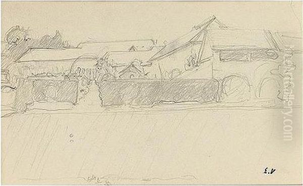 Edouard , -, Communs Du Chateau 
Des Clayes, Stamped With The Initials , Pencil On Paper, 11.1 By 18 Cm.,
 4 3/8 By 7 In Oil Painting by Jean-Edouard Vuillard