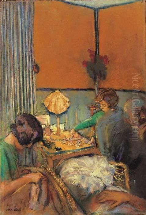 Le Salon; Le Soir A Vaucresson Oil Painting by Jean-Edouard Vuillard