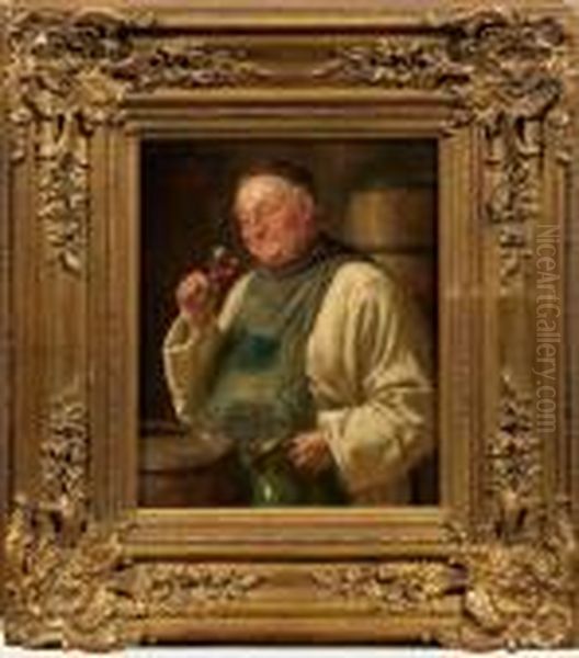 Kellermeister Bei Derweinprobe Oil Painting by Fritz Wagner