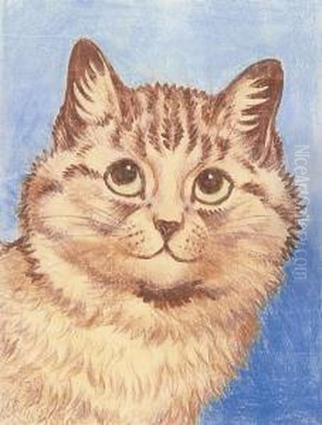 Thoughtful Orange Cat Oil Painting by Louis Wain