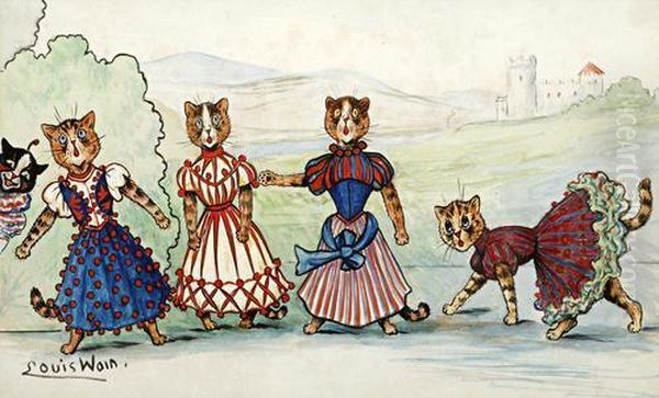 The Chorus Oil Painting by Louis Wain