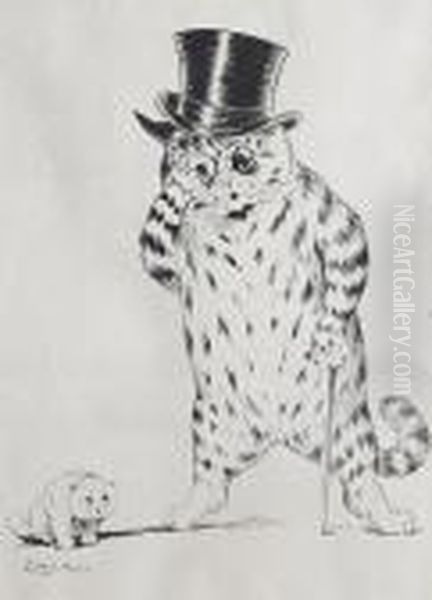 The Telling Off Oil Painting by Louis Wain