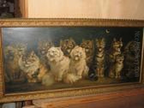 Cats Chorus By Moonlight Oil Painting by Louis Wain
