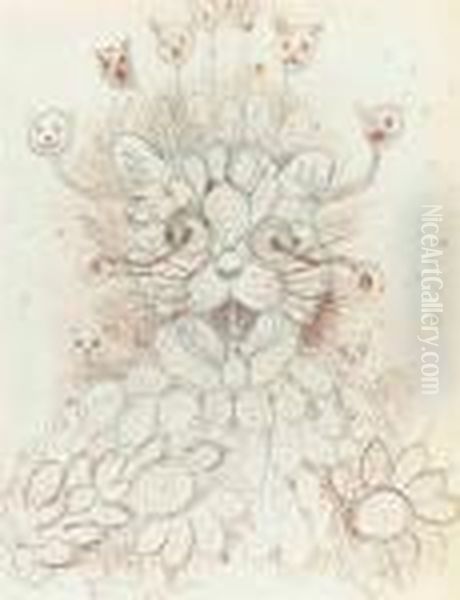 The Cat With Many Faces Oil Painting by Louis Wain