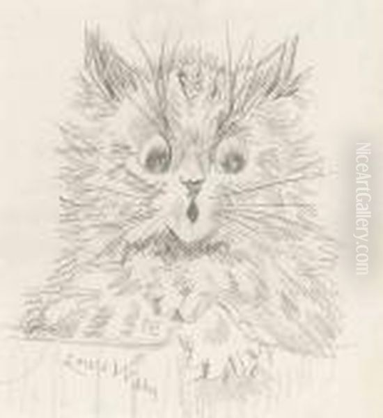 A Bad Hair Day Oil Painting by Louis Wain