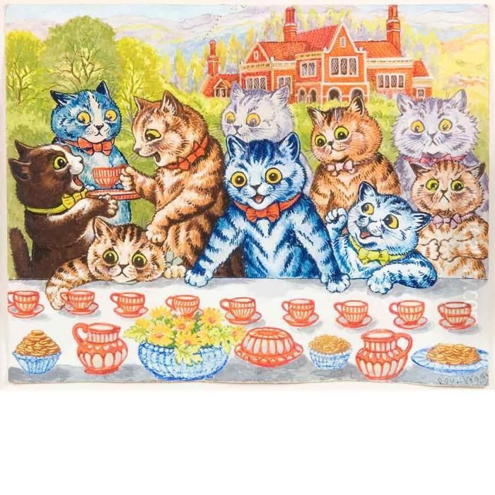 The Cats Teaparty Oil Painting by Louis Wain