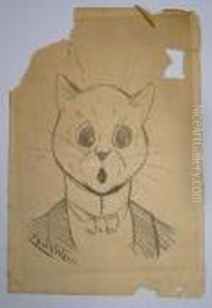 Portrait Of A Cat Oil Painting by Louis Wain