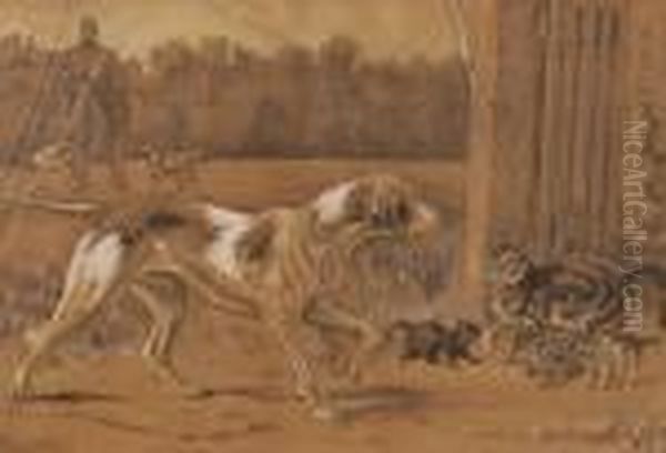 Hounds And Cats Oil Painting by Louis Wain