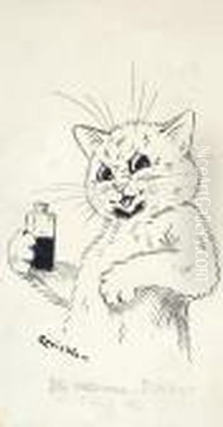 It Medicine. I Wont Take It Oil Painting by Louis Wain