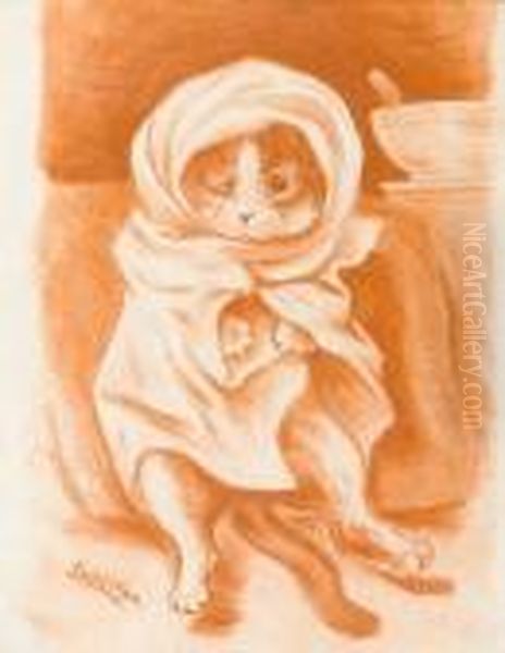 Peter In A Blanket Oil Painting by Louis Wain