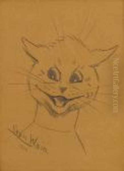 A Suprised Cat Oil Painting by Louis Wain