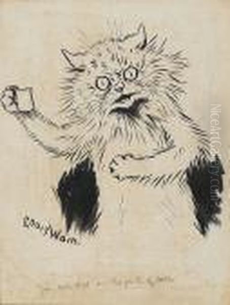 You Call That A Ha'penth Of Milk? Oil Painting by Louis Wain