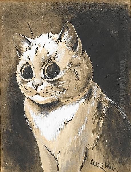 The Wide-eyed Kitten Oil Painting by Louis Wain