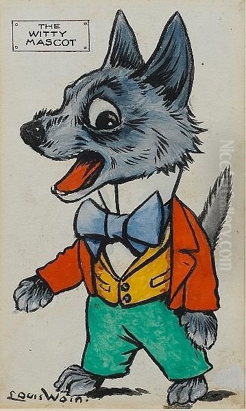 The Witty Mascot Oil Painting by Louis Wain