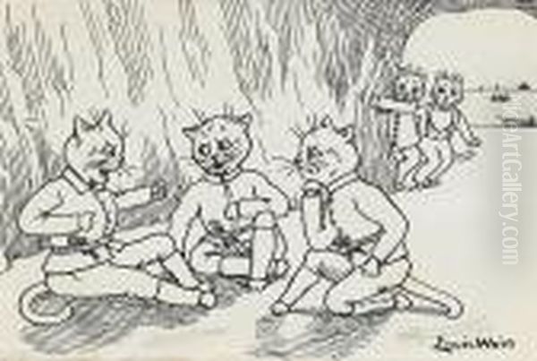 Discovered! Oil Painting by Louis Wain